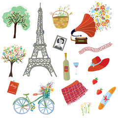 Paris summer picnic set of design elements - 140807921