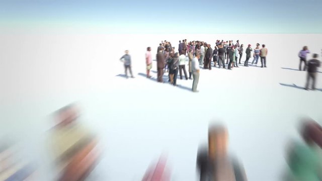 People of United Kingdom. Thousands of people formed Map of Great Britain. Crowd flight over. Motion Blur. Camera zoom out. 4k.