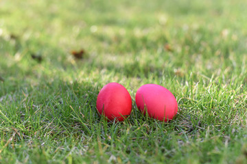 Two red easter eggs
