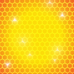 Vector : Hexagons on yellow and orange background