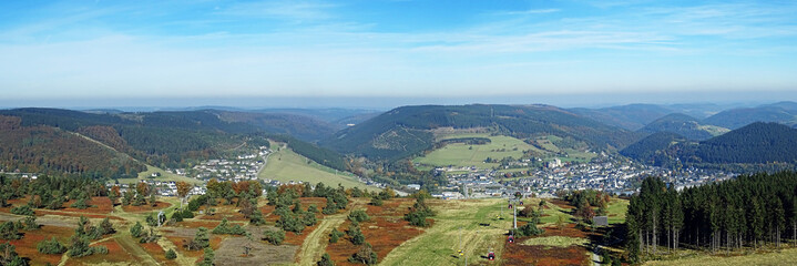 Panorama of Willingen in the Sauerland region (Germany)