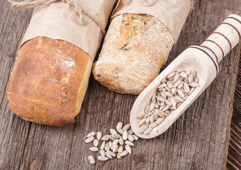 bread and sunflower kernels