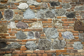 backdrop and texture of brick and granite stone wall surface