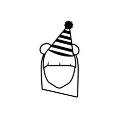 head face girl party hat outline vector illustration eps 10