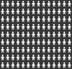 People Pattern. Seamless Background on Black. Vector