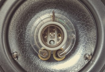 Photo studio flash lighting equipment.  Modern powerful photographic flash. Macro shot.