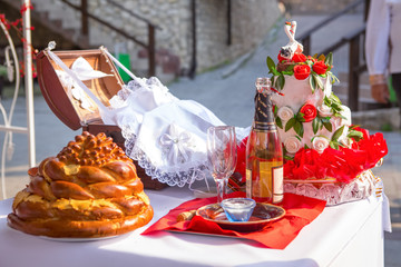 Wedding loaf on a towel