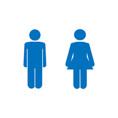 WC sign black silhouette men and women on white background