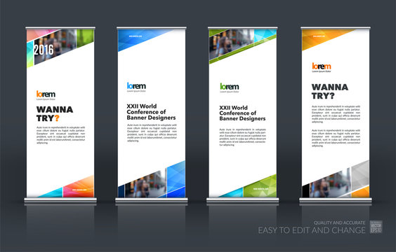 Abstract business vector set of modern roll Up Banner stand desi