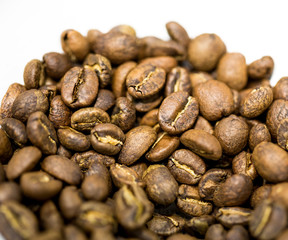 Closeup of roasted coffee beans