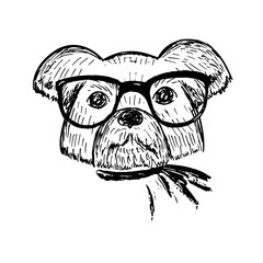 Black and white vector sketch of a dog. Vector Illustration