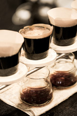 Professional barista preparing coffee alternative method