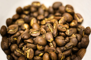 Closeup of roasted coffee beans