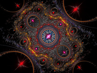 Shiny colorful fractal space, digital artwork for creative graphic design