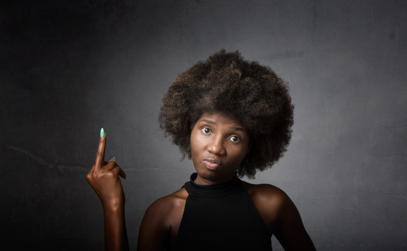 african girl showing middle finger