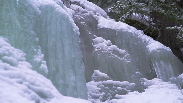 Ice of a frozen waterfall, Strandlykkja, Hedmark, Norway