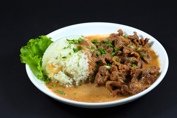 Chinese Food. Meat and rice.