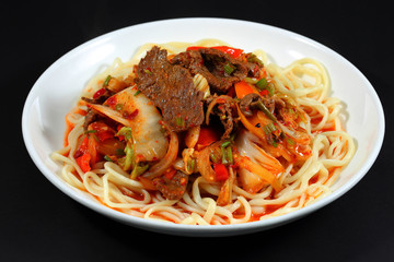 Chinese Food. Noodles with vegetables.