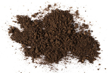 pile dirt isolated on white background, with clipping path