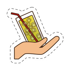 hand holding glass cup cocktail drink vector illustration eps 10
