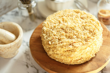 Italian dessert cake Napoleon With custard