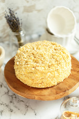 Italian dessert cake Napoleon With custard