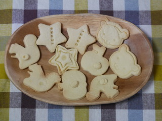 Children made baked cut-out cookies.