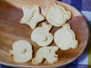 Children made baked cut-out cookies.
