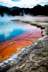 Hot springs Champagne pool in New Zealand	