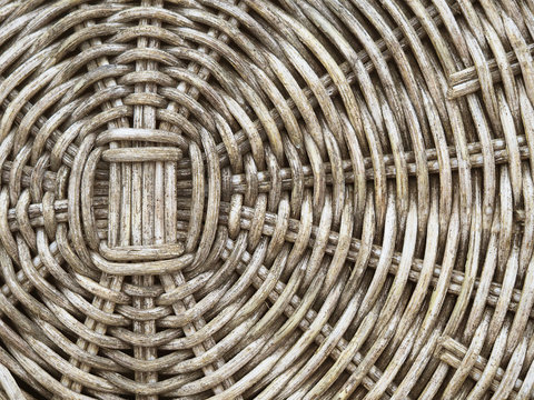 Background bottom of a wicker basket, old rural natural rattan backdrop