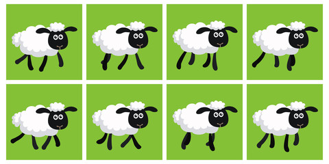 Obraz premium Cartoon trotting sheep animation sprite