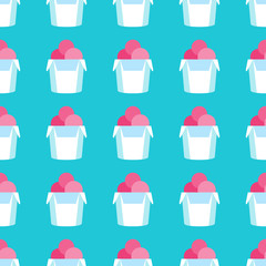 Seamless ice cream pattern on blue background texture