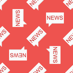 News message seamless pattern on red background