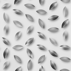Scattered Geometric Shaded Shapes. Abstract Seamless Monochrome Pattern.