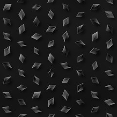 Scattered Geometric Shaded Shapes. Abstract Seamless Monochrome Pattern.