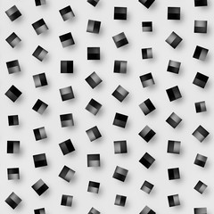 Scattered Geometric Shaded Shapes. Abstract Seamless Monochrome Pattern.