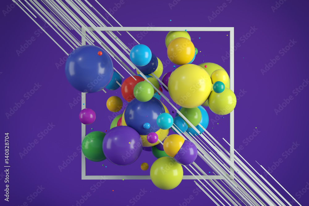 Aufkleber multicolored decorative balls. abstract illustration. 3d rendering