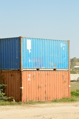 Fototapeta premium Two metal containers lying along