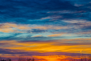 winter sunset in northern hemisphere
