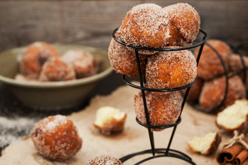 Fresh delicious homemade ball doughnuts