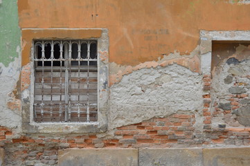 Colorful old  facade, window and wall