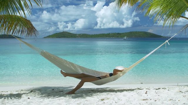 Video Of A Woman Relaxing In Hammock On Perfect Tropical Beach