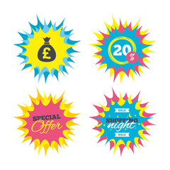 Money bag sign icon. Pound GBP currency.