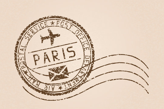Paris mail stamp. Old faded retro styled impress