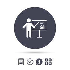 Presentation billboard sign icon. Diagram symbol.