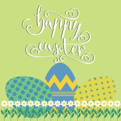 happy Easter card with the painted Easter eggs