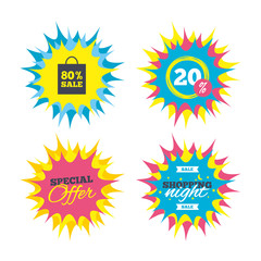 80 percent sale bag tag sign icon.
