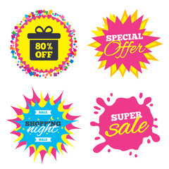 80 percent sale gift box tag sign icon.