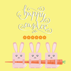 Fototapeta na wymiar happy Easter greeting card with Easter rabbit