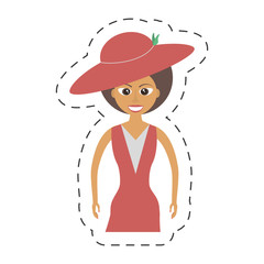 elegant woman red dress icon, vector illustration